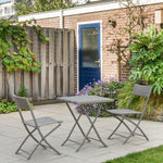 3pc Bistro Set Rattan Furniture Garden Folding Chair Table | Gray