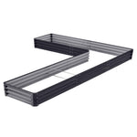 L-shaped Galvanized Steel Raised Garden Bed Raised Planter Box | Charcoal Black