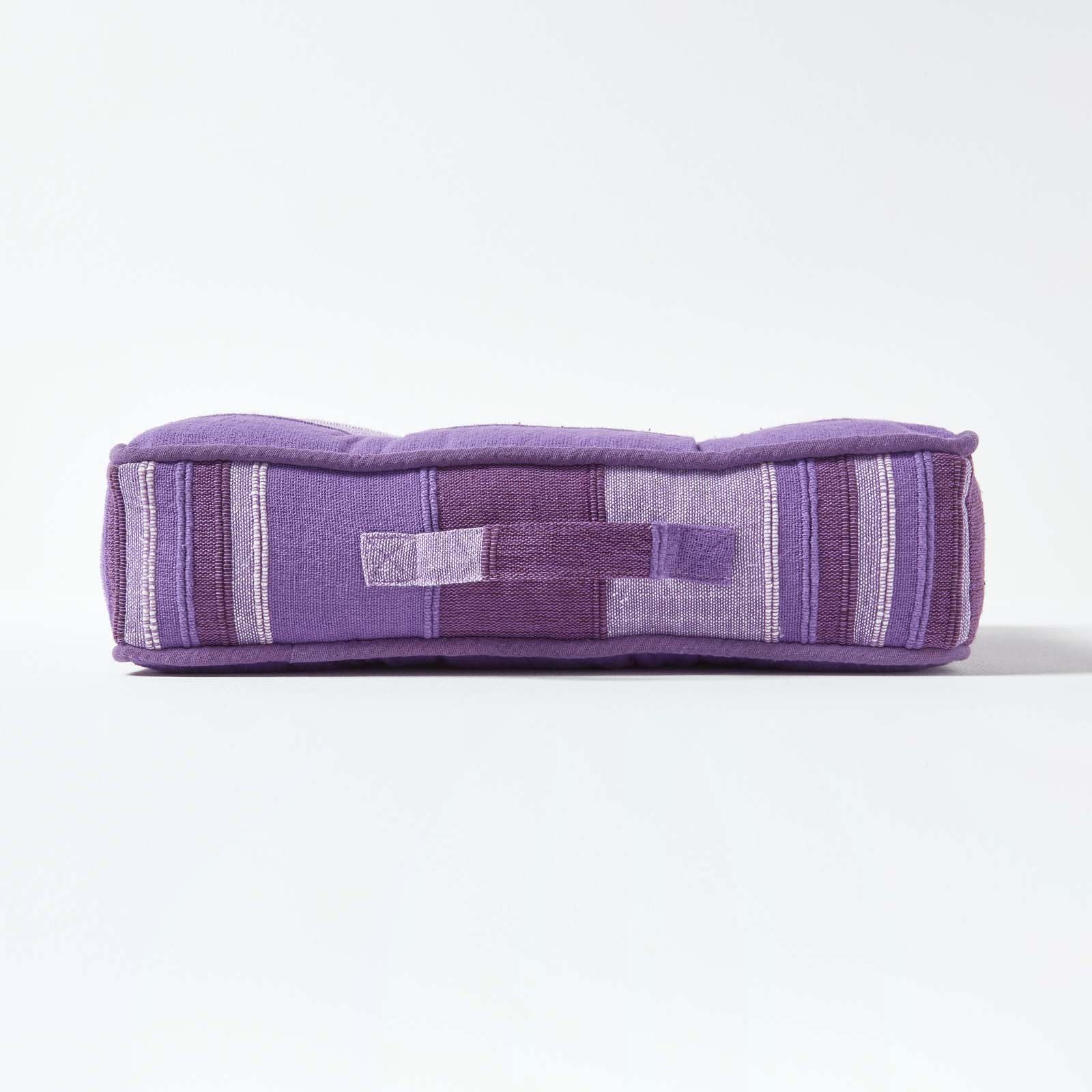 Morocco Striped Cotton Floor Cushion | 40cm x 40cm | Mauve