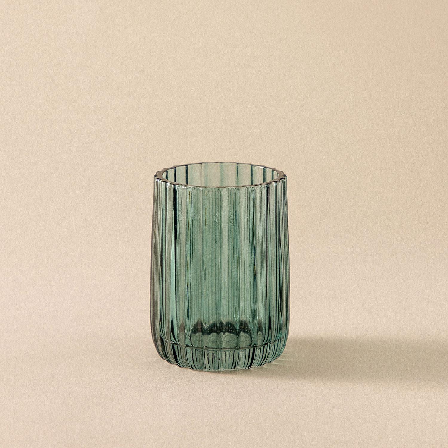Toothbrush Holder Tumbler, Glass, 8cm, Bluish Green, Lido Collection