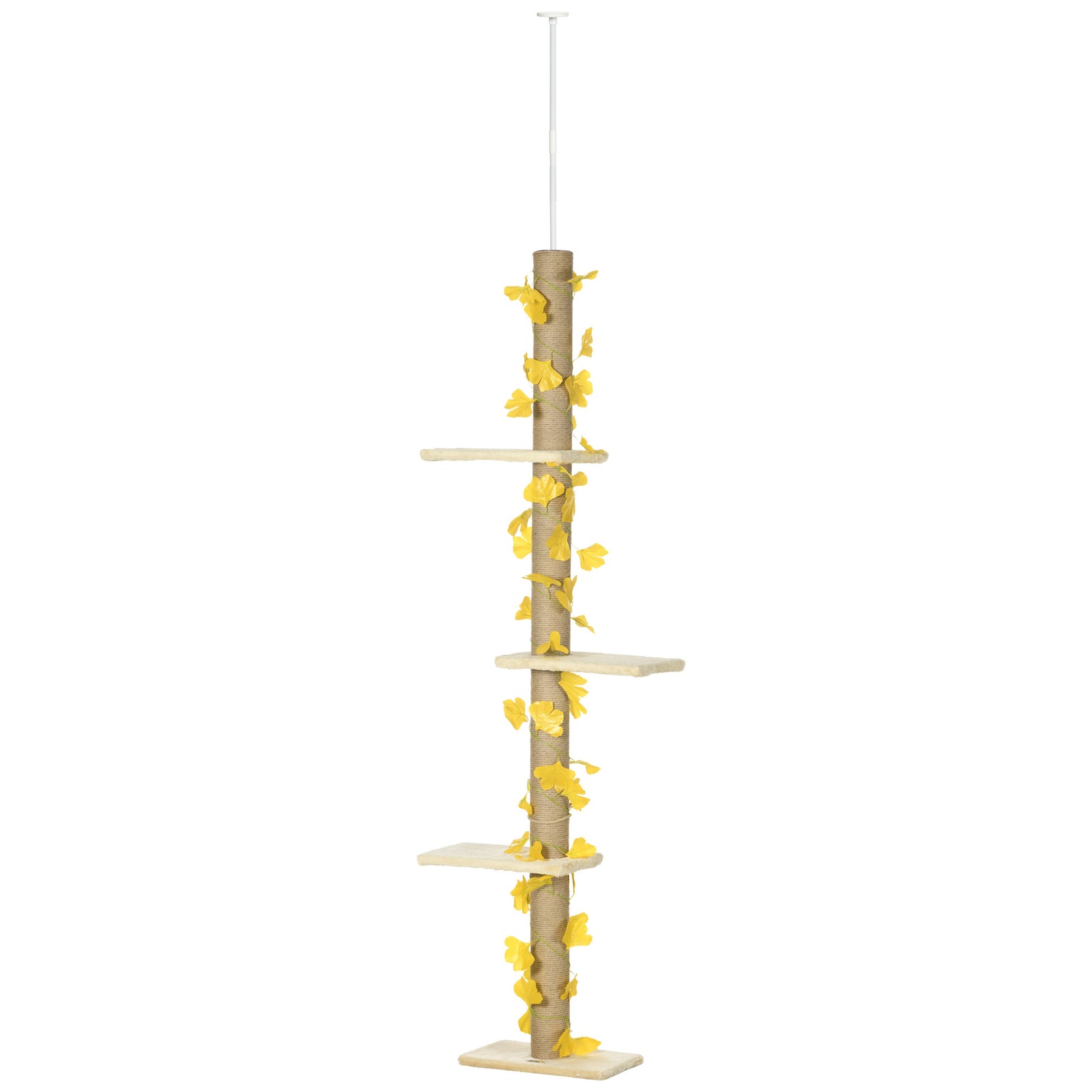 242cm Adjustable Floor-to-ceiling Cat Tower W/ Anti-slip Kit | Yellow