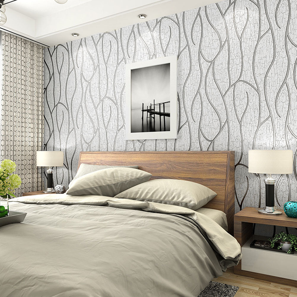 Smoke Grey 3d Stripe Non Woven Wallpaper Roll 950cm