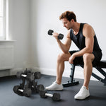 36kg Hex Dumbbell Set With Dumbbell Rack, Rubber Coated Weights