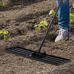 Garden Lawn Levelling Rake With Foldable Head & Detachable Handle | Large | Black