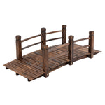 1.5m Wooden Garden Bridge With Railings, Outdoor Pond