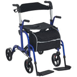 2 In 1 Wheelchair & Folding Rollator Walker Combo, Pearl Blue