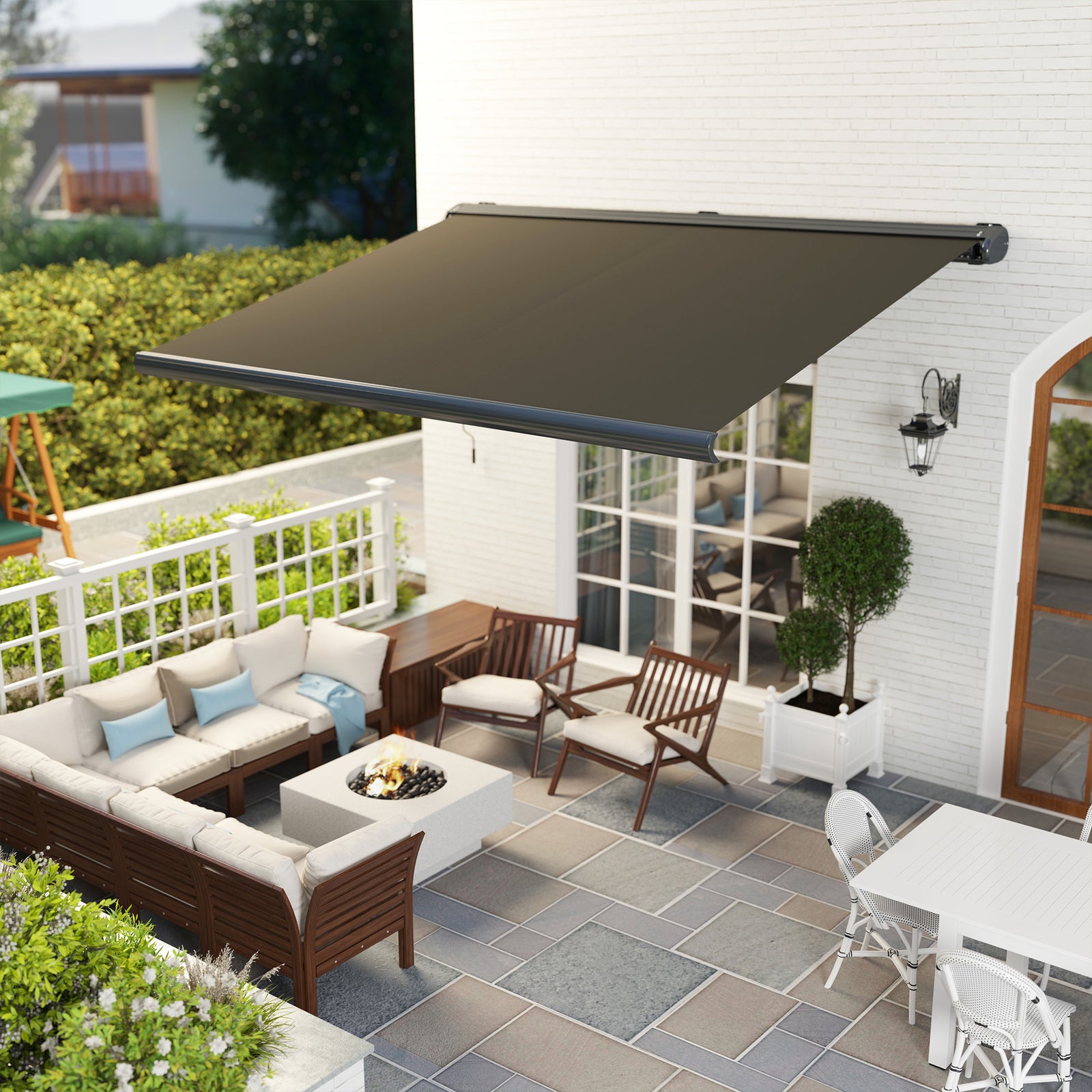 4x3(m) Full Cassette Electric Awning, Aluminium Frame | Dark Gray