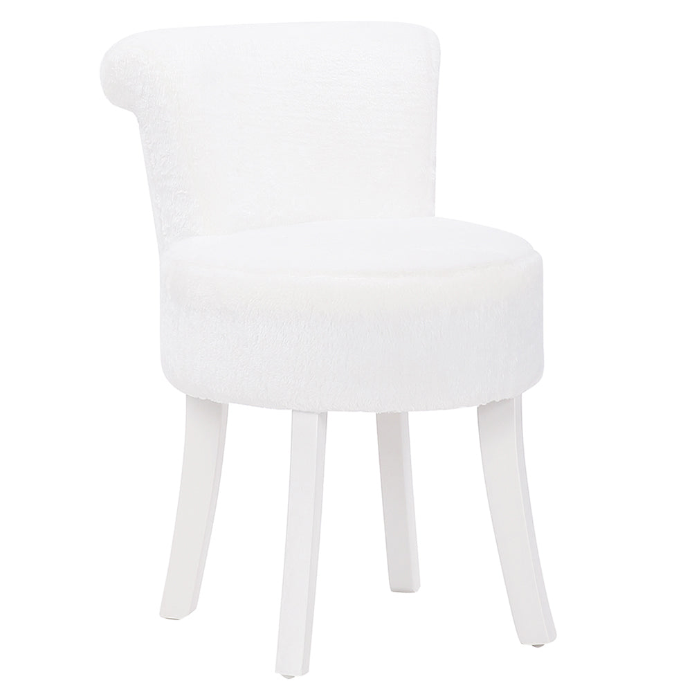 Modern Plush Upholstered Dressing Table Chair With White Legs