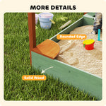 Wood Sandpit, Kids Sandbox With Canopy, For 3-6 Years, 116 X 112.5 X 128 Cm