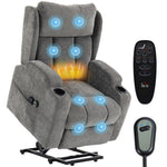 Power Recliner Chair W/ Massage And Heat, Electric Lift Chair | Grey