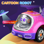 3 In 1 Ride On Push Car, Cartoon Robot Foot To Floor Slider | Pink