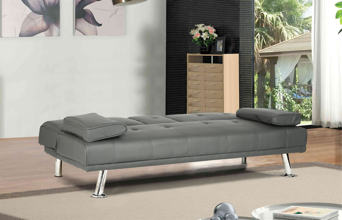 Manhattan Faux Leather Sofa Bed 2 Seater | Grey