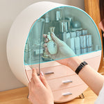 Dustproof Round Cosmetic Storage Box Desktop Organzier