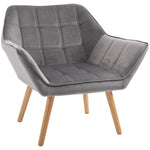Velvet-feel Accent Chair With Arms Slanted Back Wood Legs | One Size | Gray