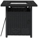 72.5cm Pe Rattan Fire Pit Table For Garden With Rain Cover | Black
