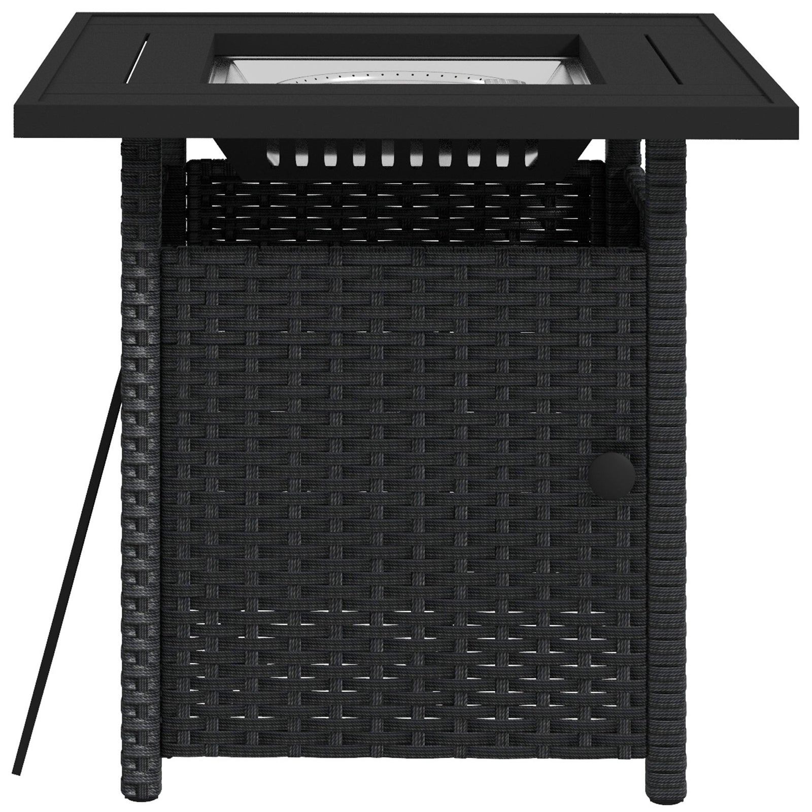 72.5cm Pe Rattan Fire Pit Table For Garden With Rain Cover | Black