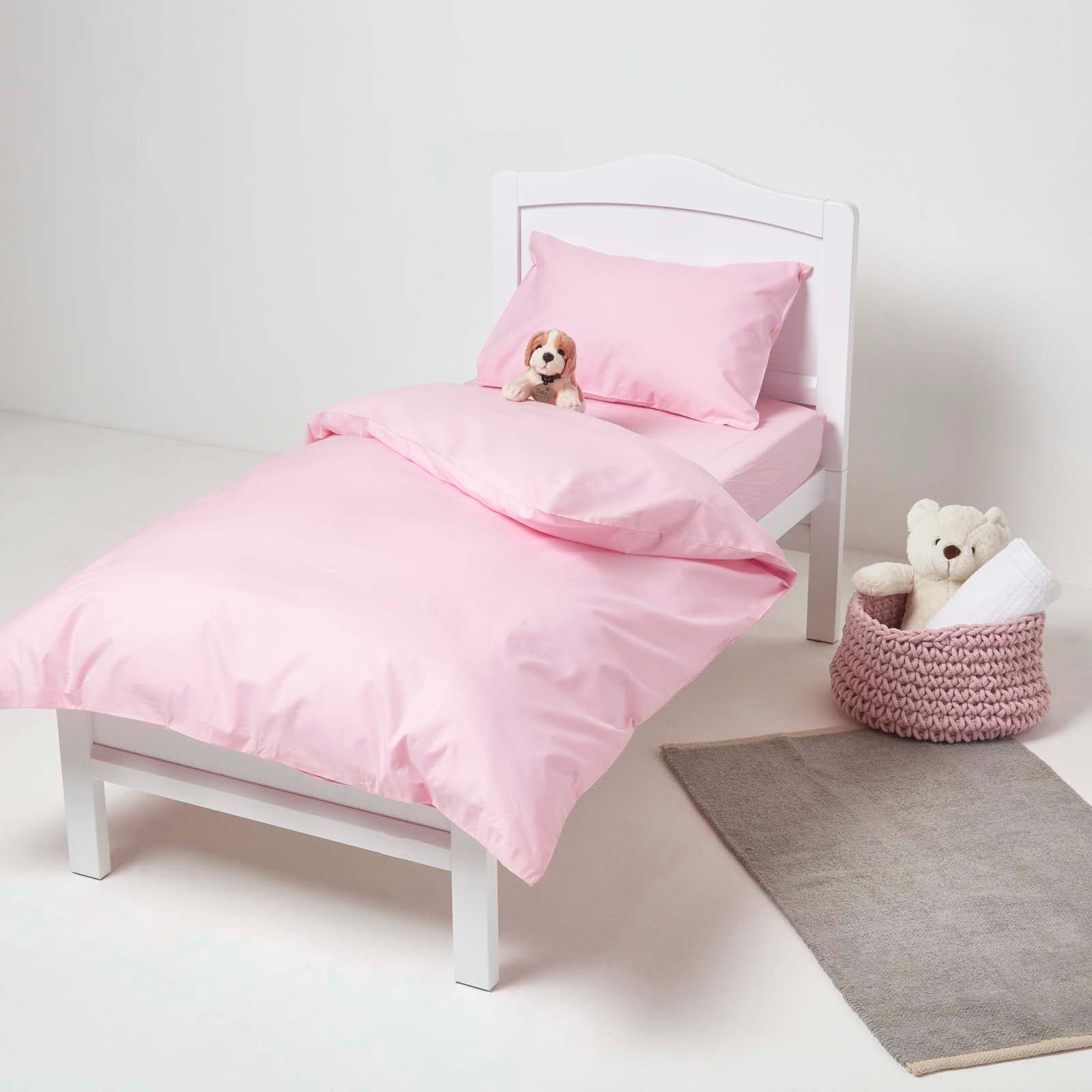 Cotton Cot Bed Duvet Cover Set 200 Thread Count | Cot Bed | Pink