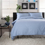 Gingham Cotton Duvet Cover Set – Soft, Breathable Fabric With Double-piped Edging | Super King | Blue