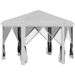 3.2m Pop Up Gazebo Hexagonal Canopy Tent Outdoor W/sidewalls | Light Slate Gray