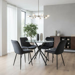 New York Dining Table With 4 Erica Velvet Chairs | Black