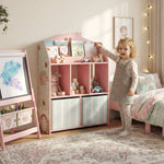 Kids Bookshelf With Storage, Toy Storage Unit For Playroom | Pink