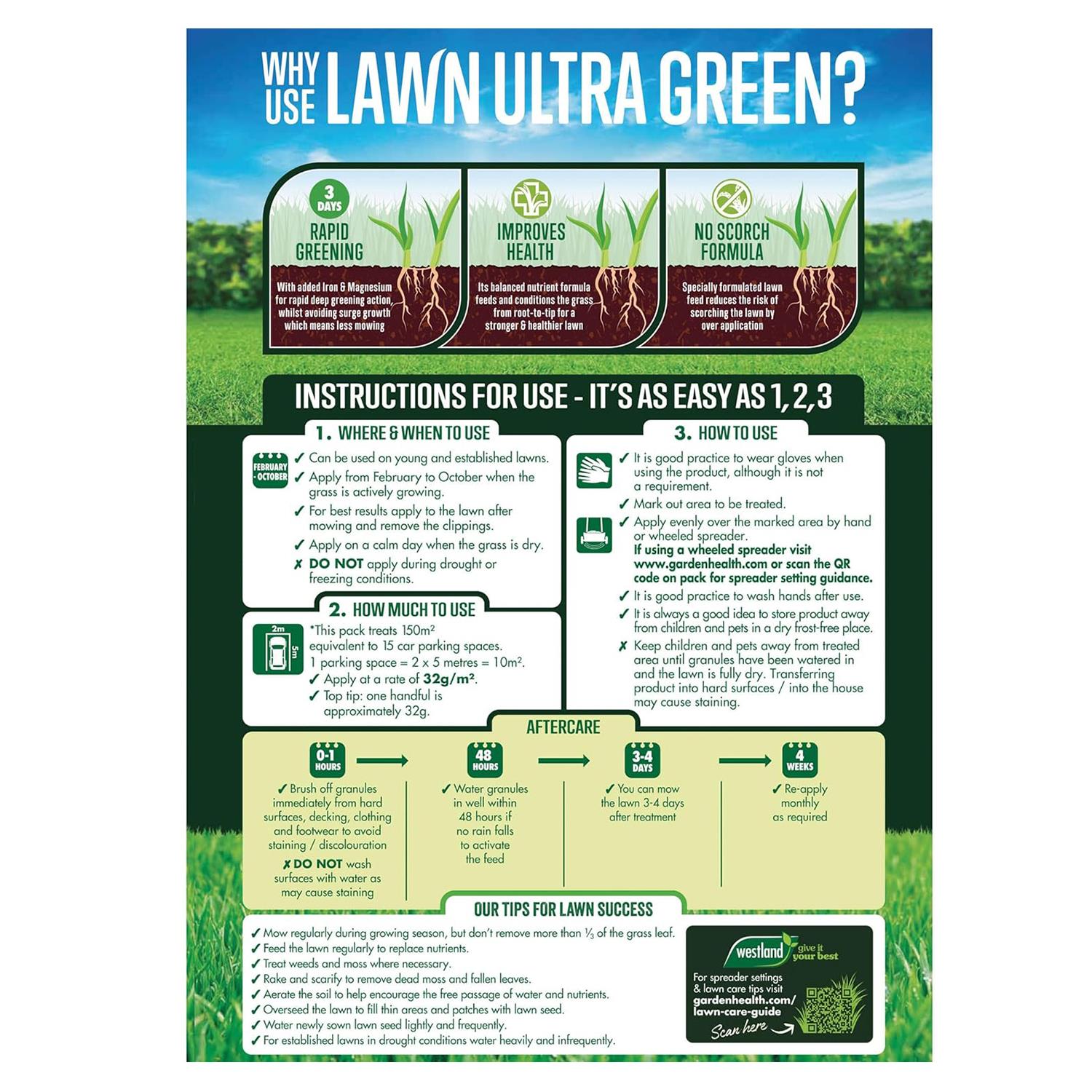 Westland Lawn Ultra Green Improves Lawn Health, 350mâ² Coverage Bag