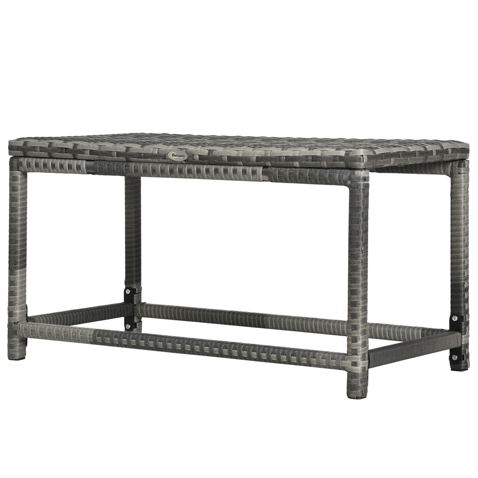 Coffee Table With Woven Top, Plastic Board, Grey