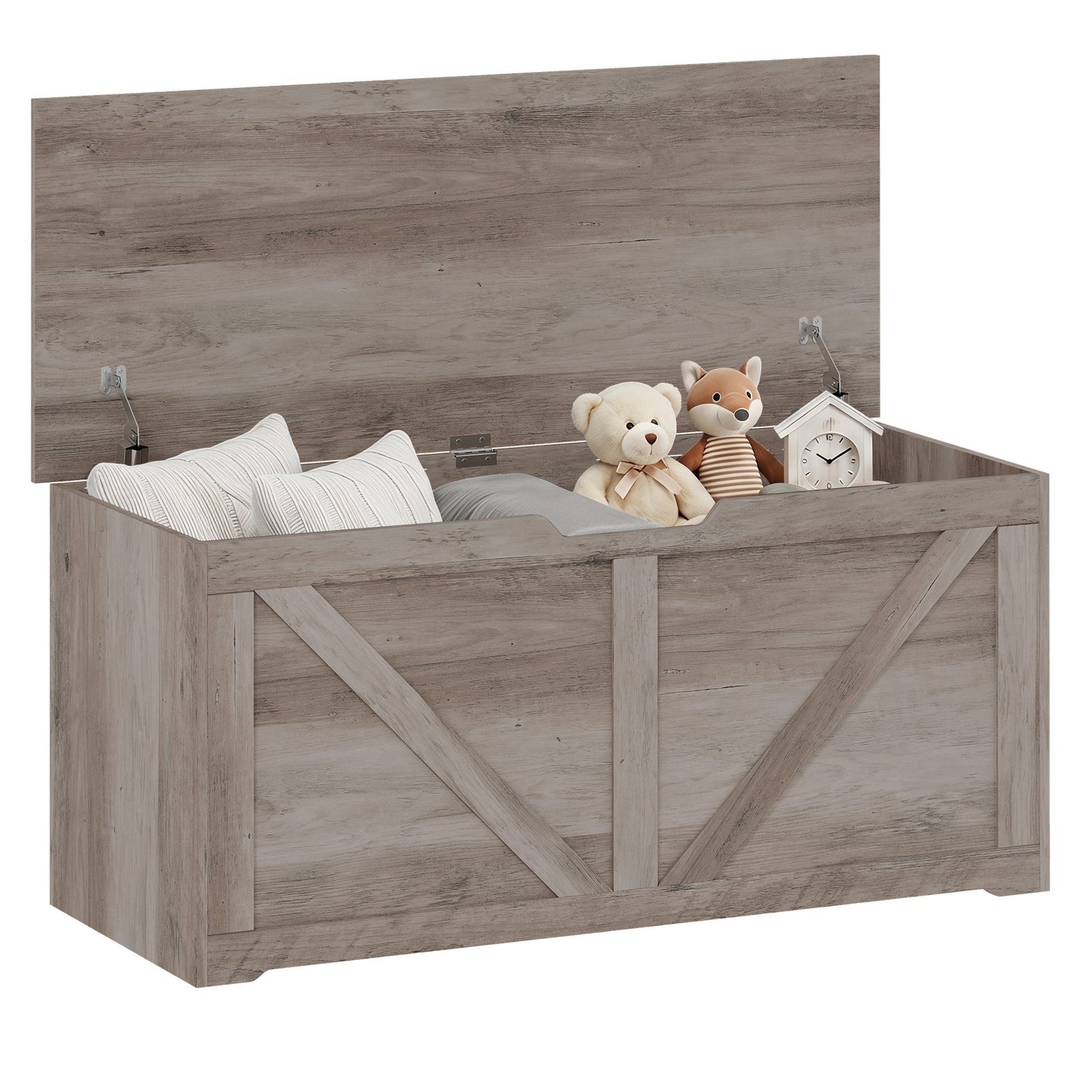 Storage Trunk For Living Room, With Safety Hinges, 100cm | Grey