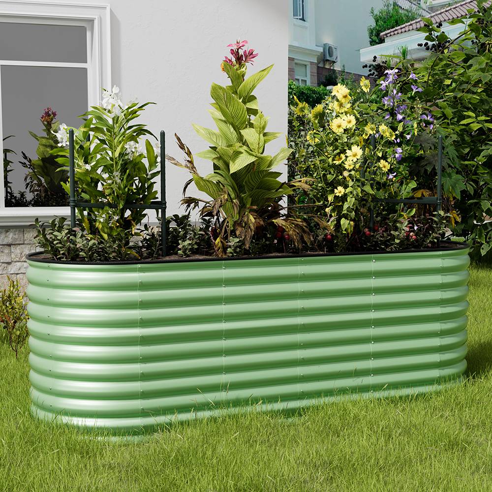 240×80×80cm Oval-shaped Galvanized Steel Raised Garden Bed