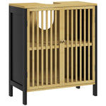 Under Sink Bathroom Cabinet, Bamboo Sink Cabinet Slat Doors