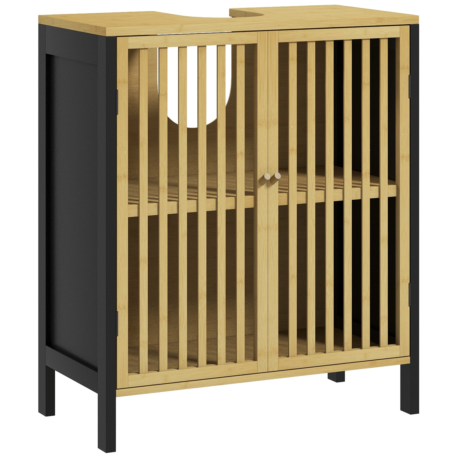 Under Sink Bathroom Cabinet, Bamboo Sink Cabinet Slat Doors