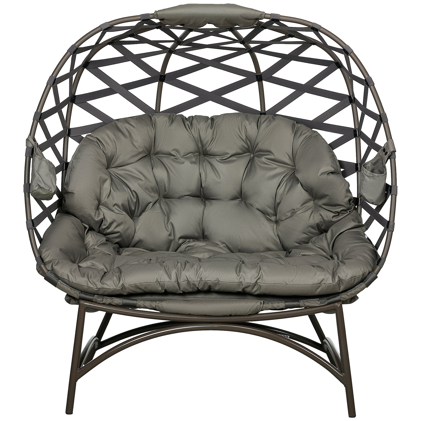 2 Seater Egg Chair Outdoor Garden Furniture Chair W/ Cushion | Brown