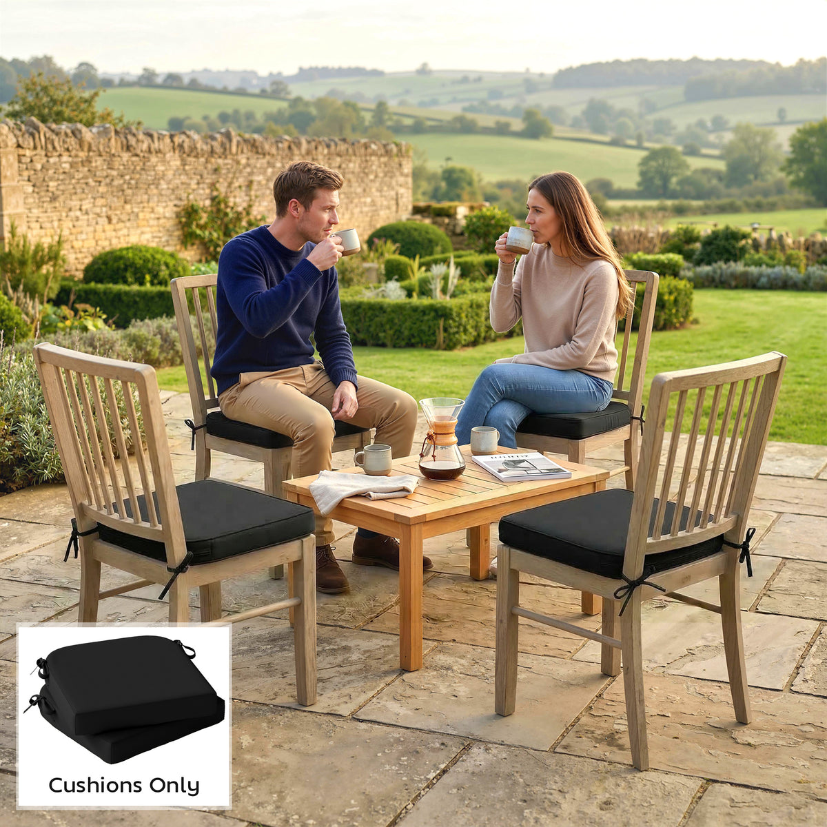 Outsunny Outdoor Chair Seat Cushions Set Of 2, Garden Chair Cushions