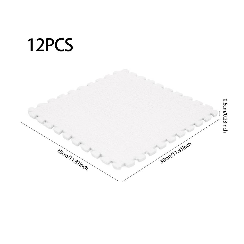 12pcs Interlocking Foam Play Mats For Kids – Soft, 30cm X 30cm Puzzle Floor Tiles | White