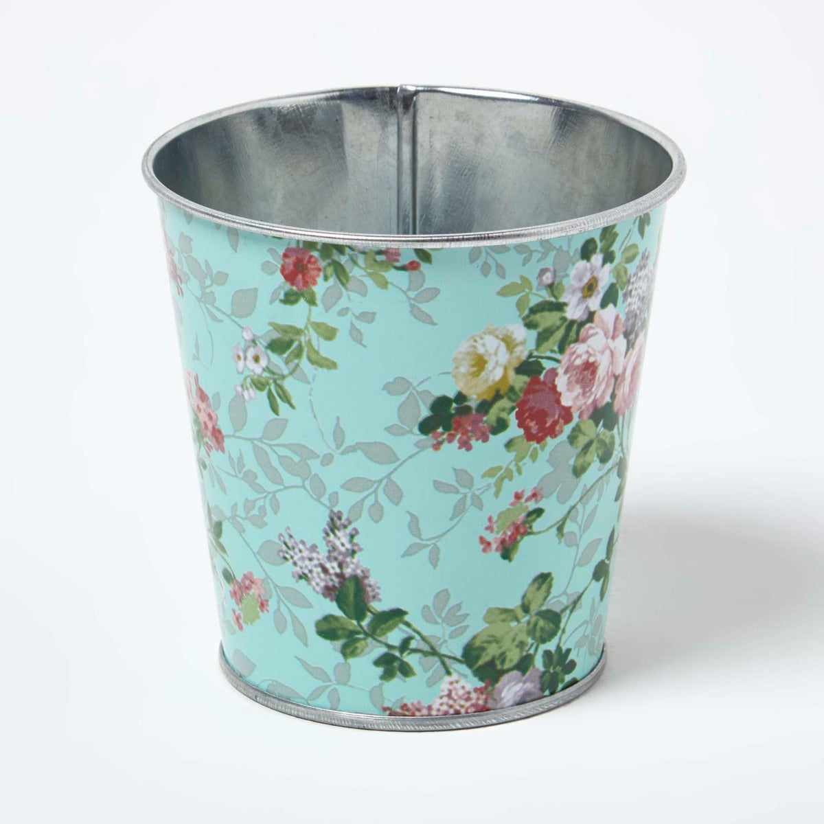 HOMESCAPES Set Of 3 Herb Pots With Tray, Rose Print