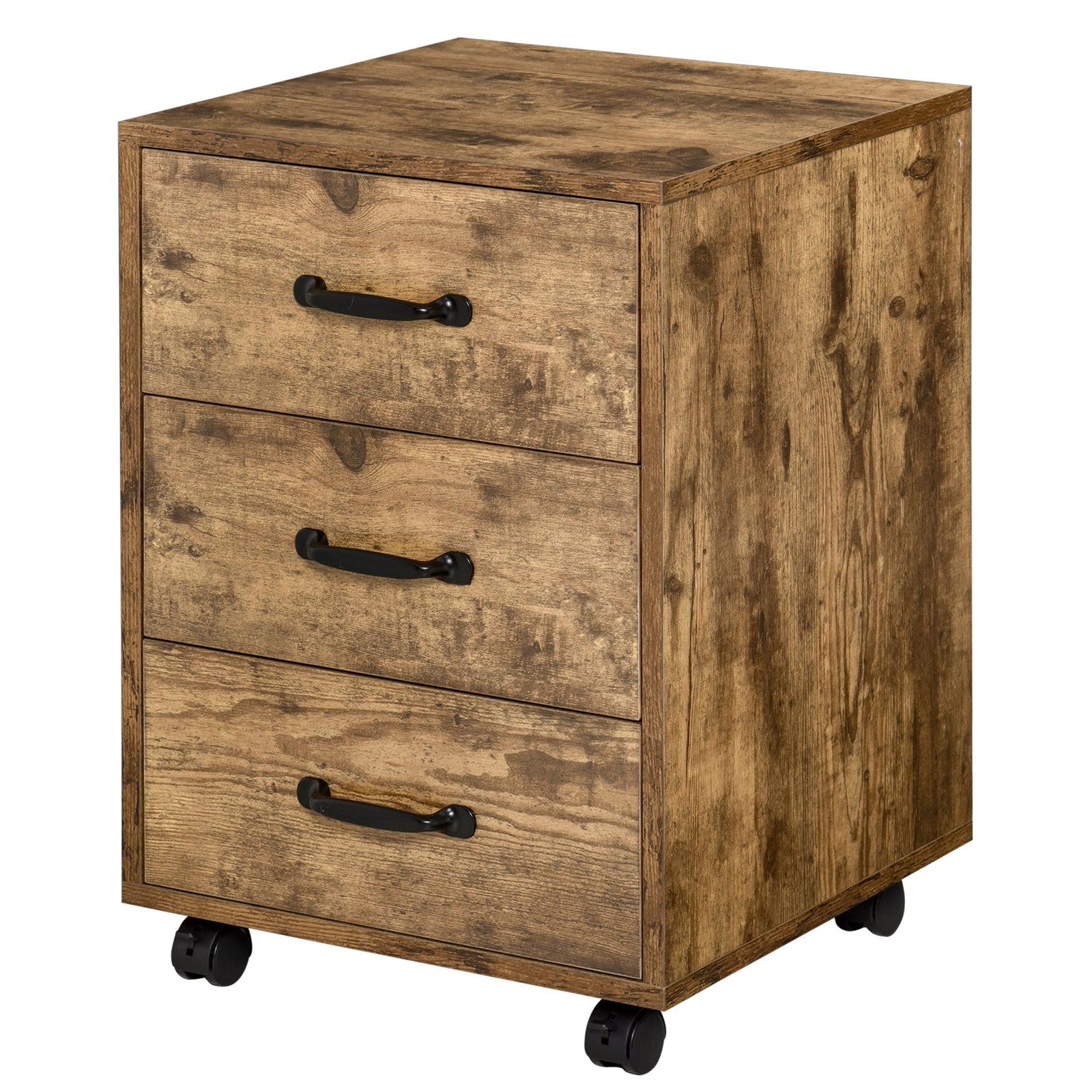 Mobile File Cabinet With 3 Drawers Under Desk | One Size | Brown