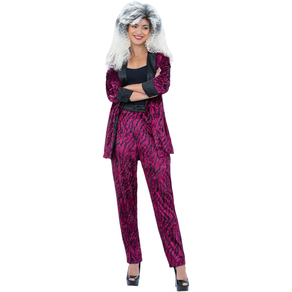 80s Pink Zebra Suit Costume, Unisex | XL