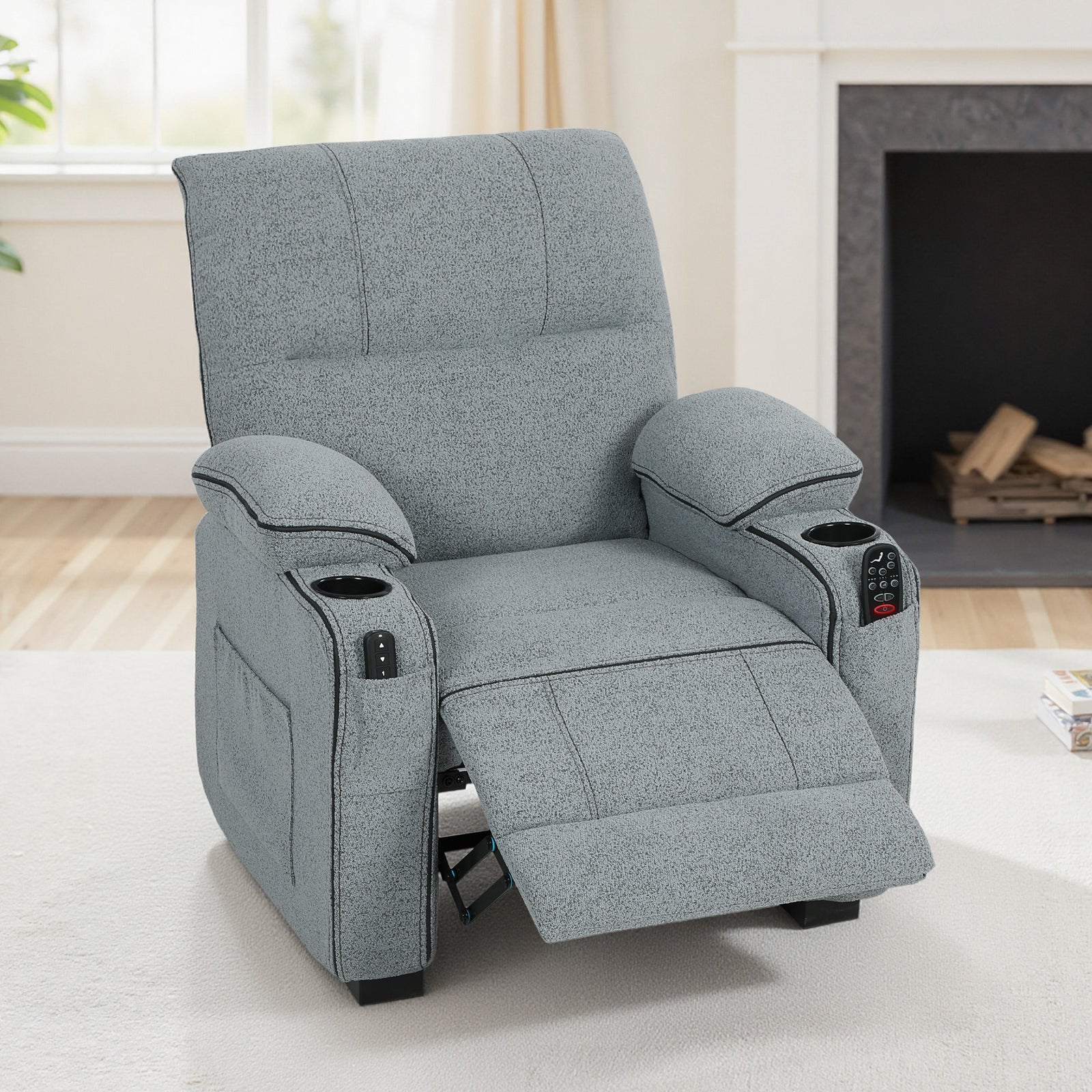 HOMCOM Electric Massage Recliner Armchair With Heat, Power Reclining Chair