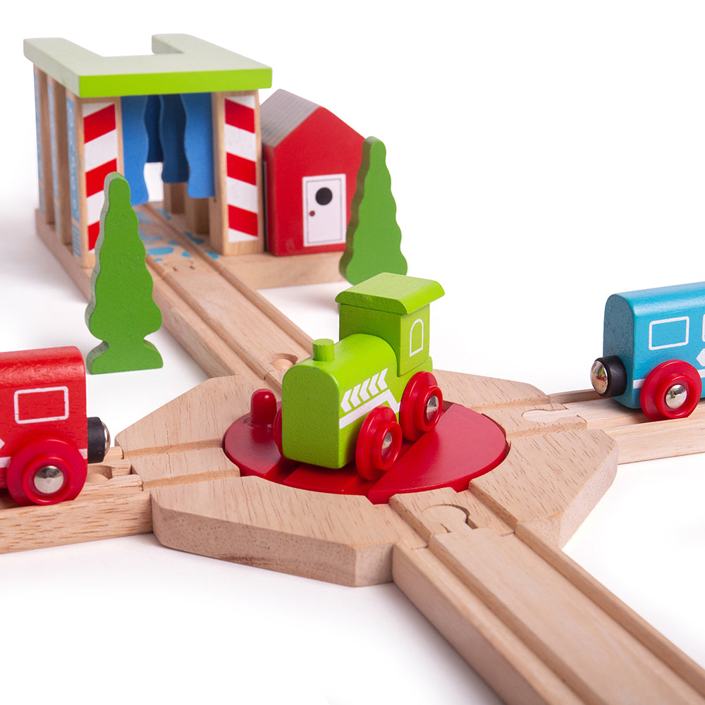 Bigjigs Toys 4 Way Track Turntable for Wooden Train Sets