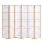 6-panel Freestanding Room Divider – Pine Wood Lattice Design | Natural