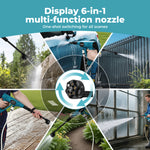 Cordless Pressure Washer 50bar/725psi Dual 4000mah  6-in-1 Nozzle Lcd | Blue