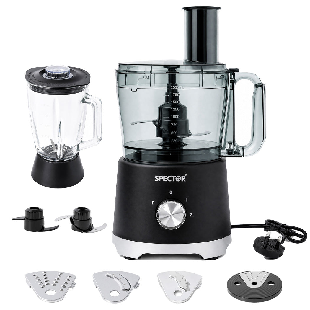 Spector Food Processor 1500w 2-speed Pulse 2.5l Chopper 1.5l Glass Jug