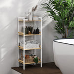 4-tier Bamboo Bathroom Storage Shelf With Adjustable Rack | One Size | White