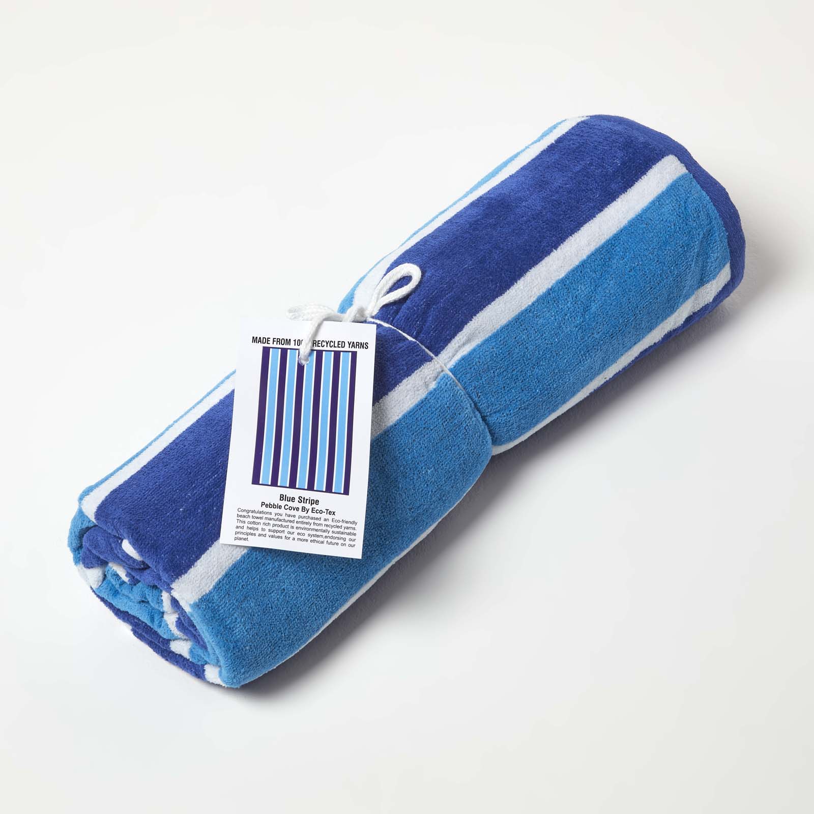 HOMESCAPES Blue Stripe 100% Recycled Cotton Beach Towel