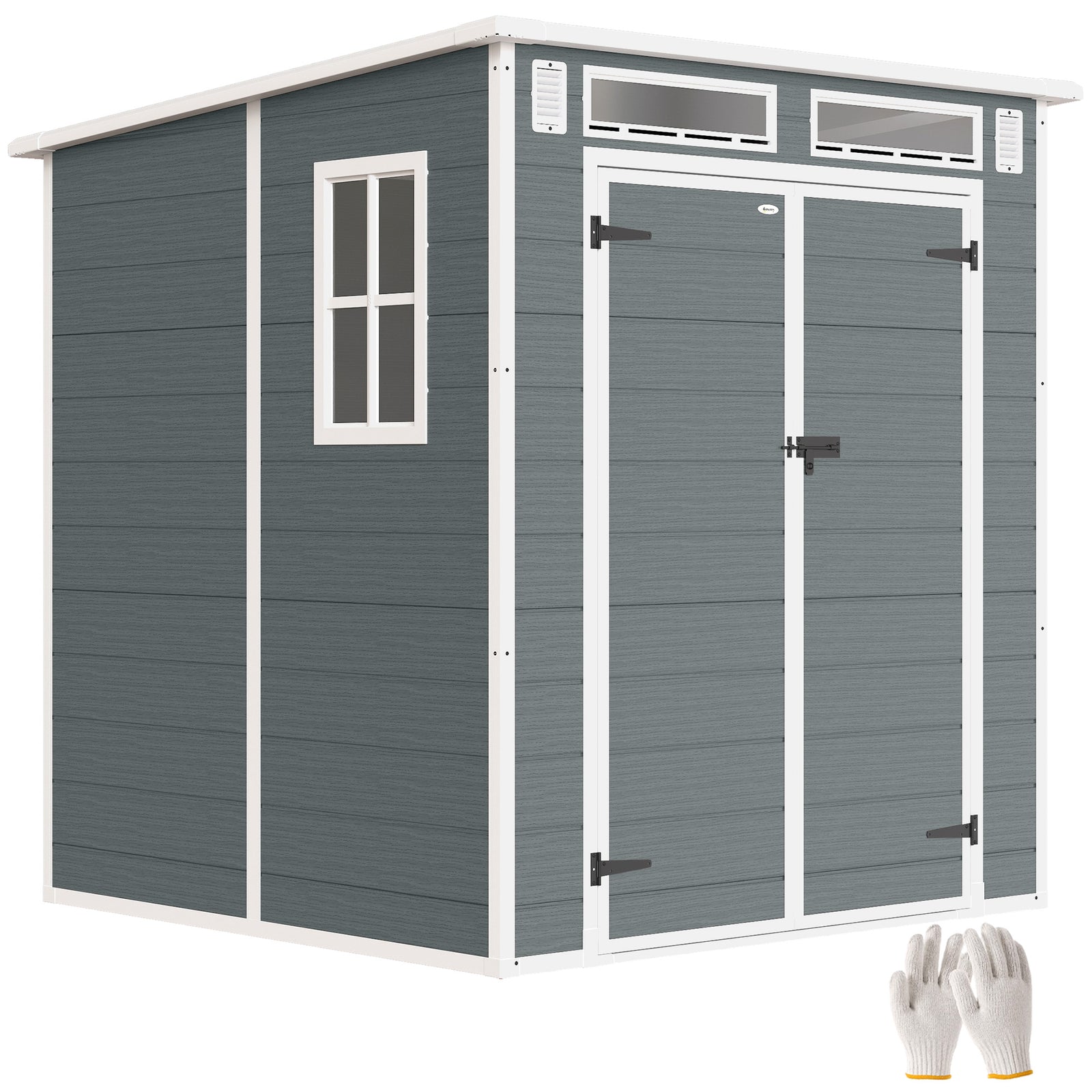 6 X 6 Ft Plastic Garden Shed With Floor, Lockable Doors | Grey