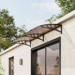 1-2.7m Curved Outdoor Door Window Awning Canopy - Transparent Brown PET Plastic Elegant Sun Rain Cover | XL | Brown