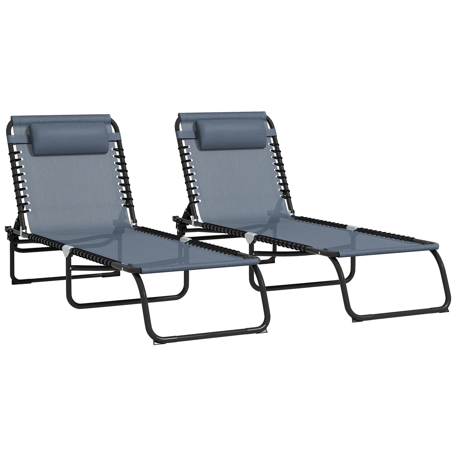 2 Pcs Beach Chaise Lounge 4 Adjustable Positions | Set of 2
