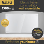 Electric Panel Heater White  Wall Mounted & Free Standing Glass Room Radiator With  Timer Thermostat Control Lot 20 | 1500w | White