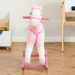 Rocking Horse Toy Plush Wood Pony Riding Rocker Neigh Sound | Pink