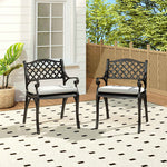 2-piece Retro Cast Aluminium Garden Chair Set Including Cushion | Black